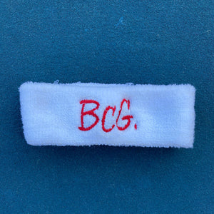 BcG. White Red Logo Headband